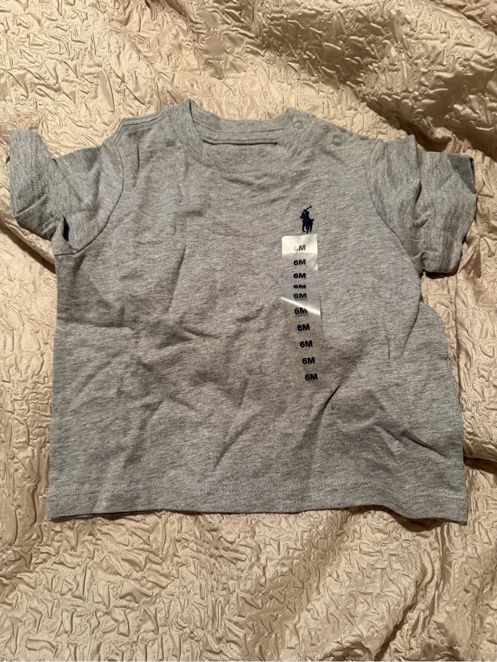 Ralph Lauren Heather Gray Short Sleeve Polo Tee with Navy Pony